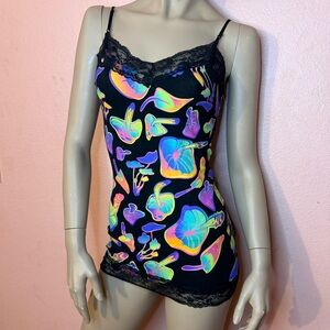 Body Rage Spencers Neon Mushroom Lace Cami Dress Top Psychedelic Festival Rave S